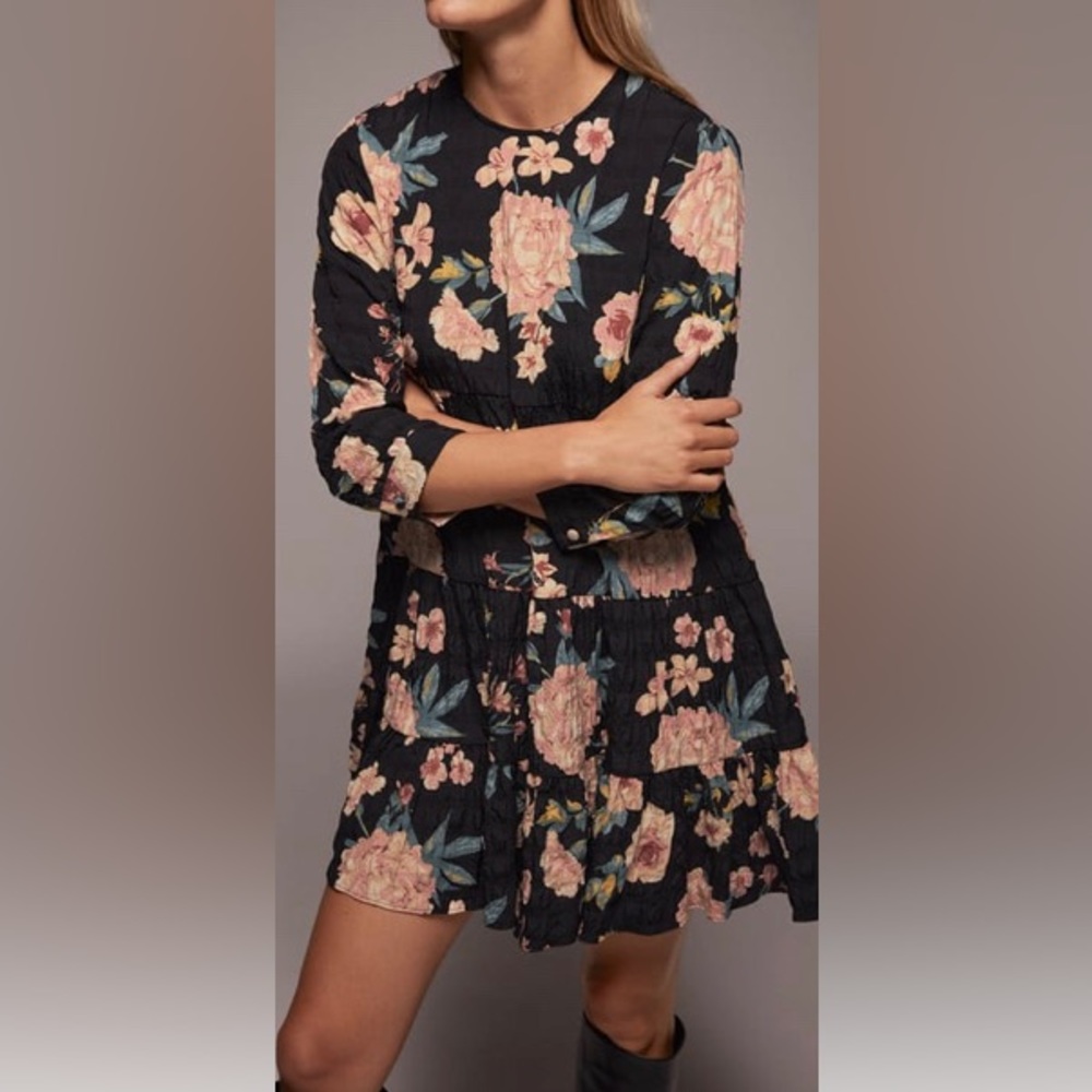 Floral Zara dress, medium, black, pink